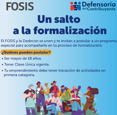 FOSIS y Defensoría del Contribuyente lanzan postulaciones a programa de acompañamiento para la formalización