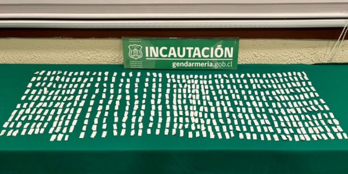 Funcionarios de Gendarmería logran incautar más de 500 papelillos de pasta base de cocaína