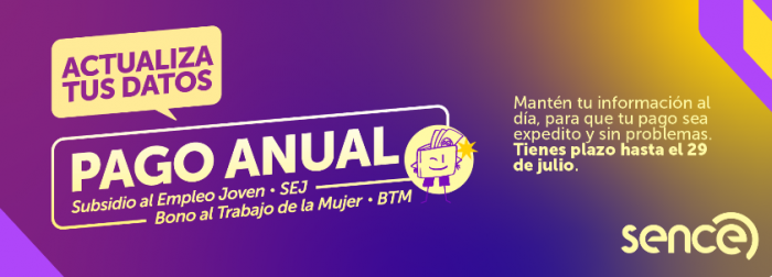 Lunes 29 de julio vence el plazo para actualizar datos bancarios y recibir pago anual 2023 de subsidios al empleo joven y al trabajo mujer