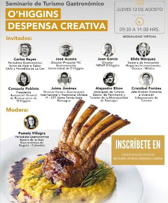 Seminario de turismo gastronómico se enfocará en la Región de O’Higgins
